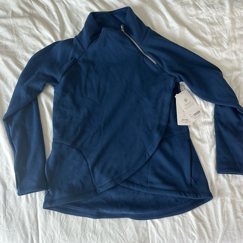 Athleta Cozy Karma Asym Pullover Blue NWT